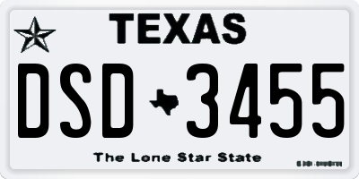TX license plate DSD3455