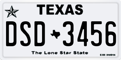 TX license plate DSD3456