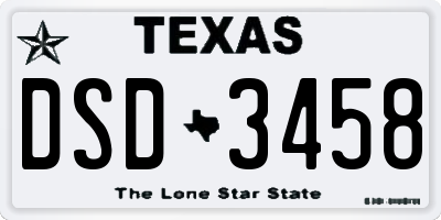 TX license plate DSD3458