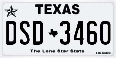 TX license plate DSD3460