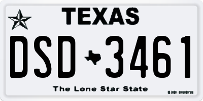TX license plate DSD3461