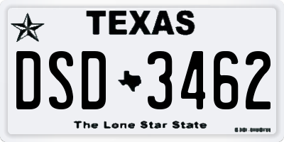 TX license plate DSD3462