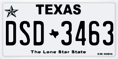 TX license plate DSD3463