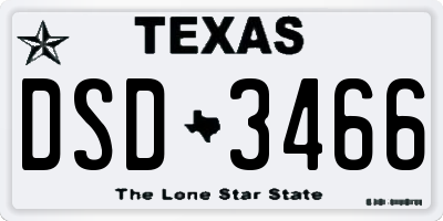 TX license plate DSD3466
