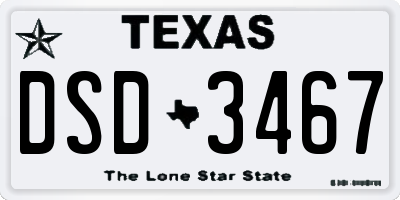 TX license plate DSD3467