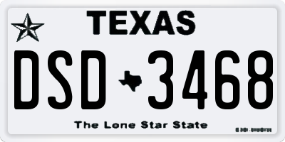 TX license plate DSD3468