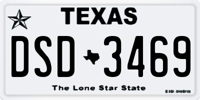 TX license plate DSD3469