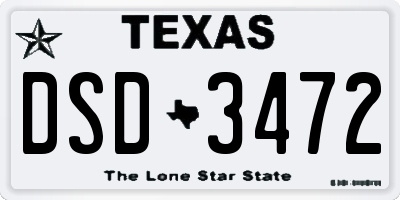 TX license plate DSD3472