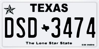 TX license plate DSD3474