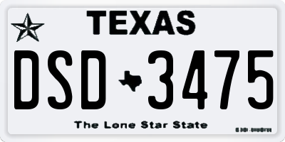 TX license plate DSD3475
