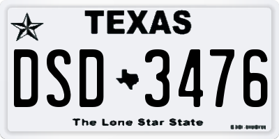 TX license plate DSD3476