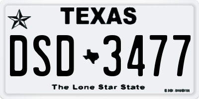 TX license plate DSD3477