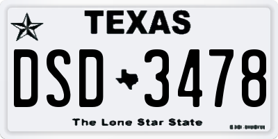 TX license plate DSD3478