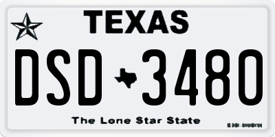 TX license plate DSD3480