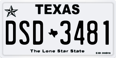 TX license plate DSD3481