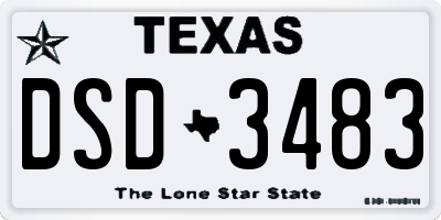 TX license plate DSD3483