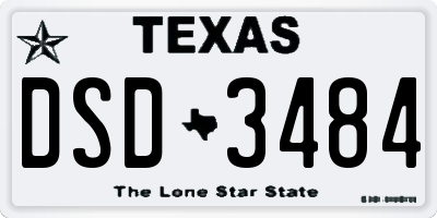 TX license plate DSD3484