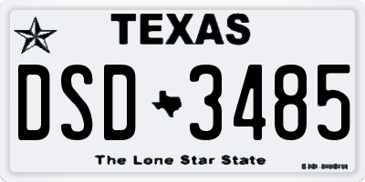 TX license plate DSD3485