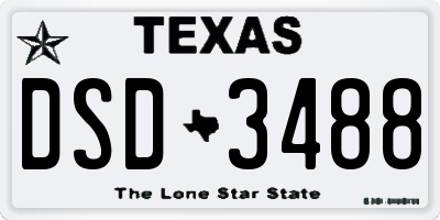 TX license plate DSD3488