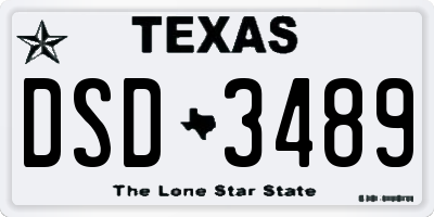 TX license plate DSD3489