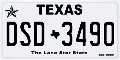 TX license plate DSD3490