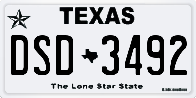 TX license plate DSD3492
