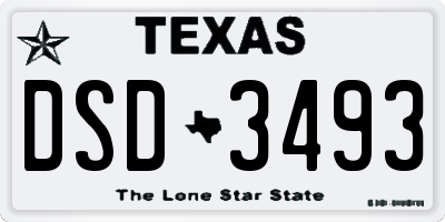 TX license plate DSD3493