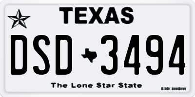 TX license plate DSD3494