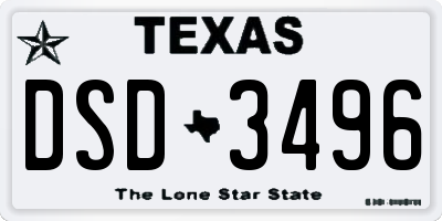 TX license plate DSD3496