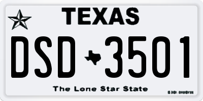 TX license plate DSD3501