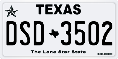 TX license plate DSD3502