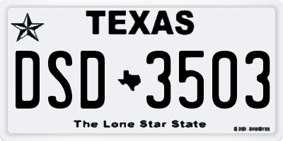 TX license plate DSD3503