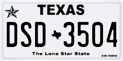 TX license plate DSD3504