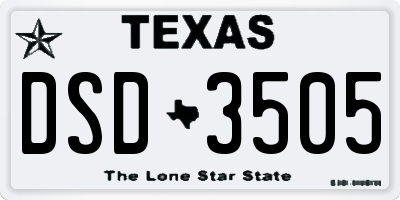 TX license plate DSD3505