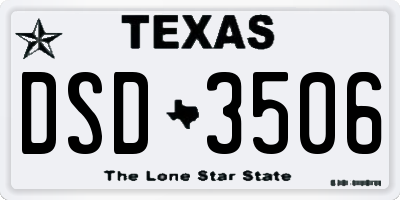 TX license plate DSD3506