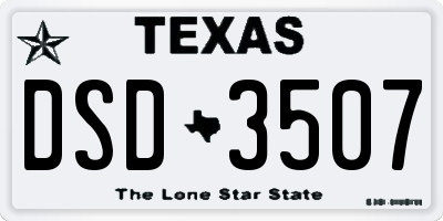 TX license plate DSD3507