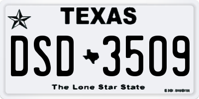 TX license plate DSD3509