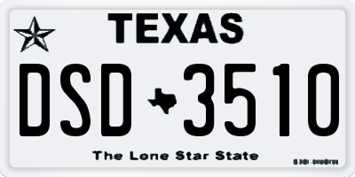 TX license plate DSD3510