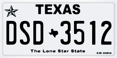 TX license plate DSD3512