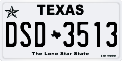 TX license plate DSD3513