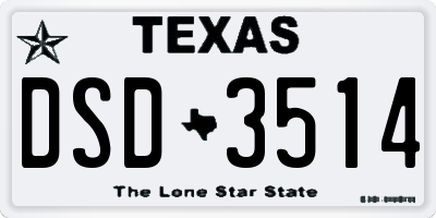 TX license plate DSD3514