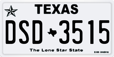 TX license plate DSD3515