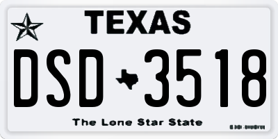 TX license plate DSD3518