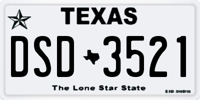 TX license plate DSD3521
