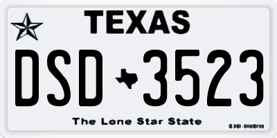 TX license plate DSD3523