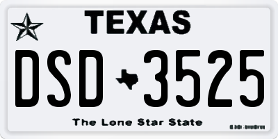 TX license plate DSD3525