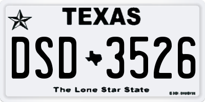 TX license plate DSD3526
