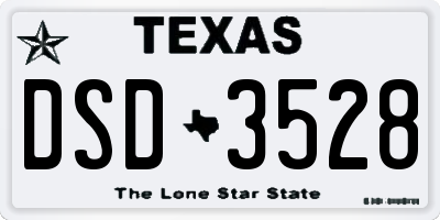 TX license plate DSD3528