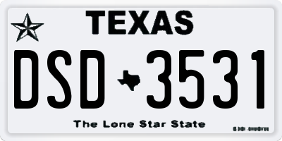 TX license plate DSD3531