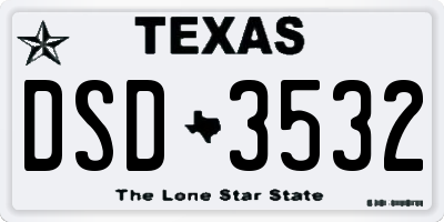 TX license plate DSD3532